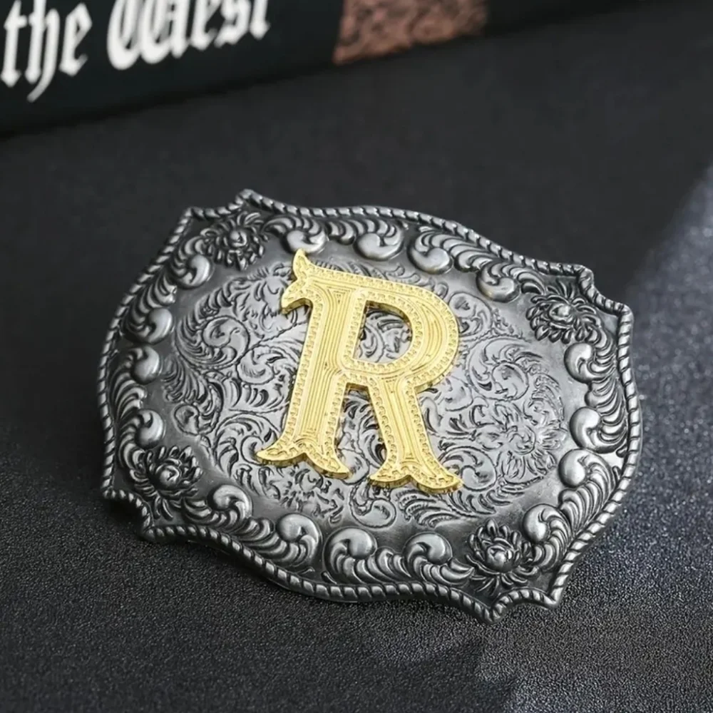 New personalized Monogram initial R men's belt buckle